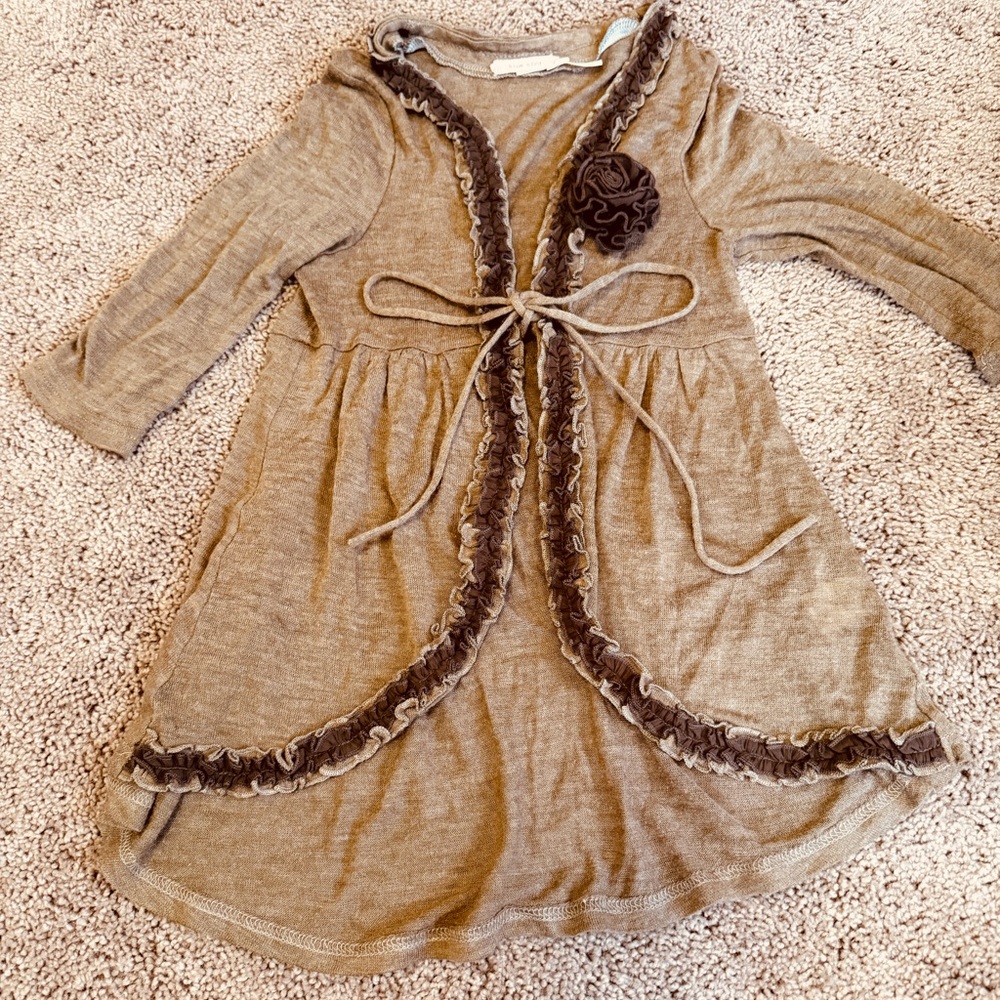 Blue Bird Tan Womens’ Top with Ruffle Accents